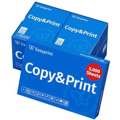 easyprint Carta per stampante 5000 fogli 10 x 500 A4 Premium bianco brillante CIE 160 vincitore del test PEFC certificato ambientale easyprint Carta per stampante 5000 fogli 10 x 500 A4 Premium bianco brillante CIE 160 vincitore del test PEFC certificato ambientale