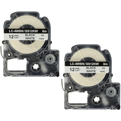 vhbw 2x Cassetta nastro compatibile con Epson LabelWorks LW-700, LW-900P, LW-500, LW-400 etichettatrice 8m x 12 mm nero su bianco vhbw 2x Cassetta nastro compatibile con Epson LabelWorks LW-700, LW-900P, LW-500, LW-400 etichettatrice 8m x 12 mm nero su bianco