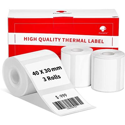 Phomemo 3 Rotoli Di Etichette M120/M110, Carta Termica Per Etichette Da 1,57" X 1,18" (40 X 30 Mm) Per Stampanti Di Etichette M120/M110/M200/M220, Etichetta Termica, Carta Termica Bianca Phomemo 3 Rotoli Di Etichette M120/M110, Carta Termica Per Etichette Da 1,57" X 1,18" (40 X 30 Mm) Per Stampanti Di Etichette M120/M110/M200/M220, Etichetta Termica, Carta Termica Bianca