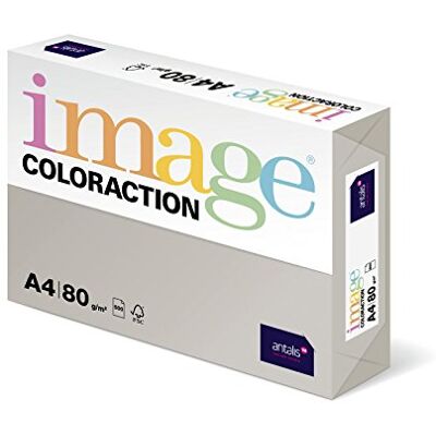 IMAGE Coloraction Risma di carta colorata, formato A4, 500 fogli, 80 g/m2, colore: Grigio chiaro (Iceland) IMAGE Coloraction Risma di carta colorata, formato A4, 500 fogli, 80 g/m2, colore: Grigio chiaro (Iceland)