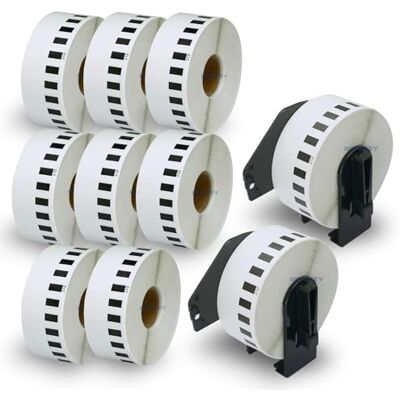 BETCKEY 10 Rotoli DK-22210 Etichette a Lunghezza Continua Compatibile con Brother, 29mm x 30.48m, 10 Etichette per Stampanti di Etichette Brother QL (2 Portaetichette Riutilizzabili) BETCKEY 10 Rotoli DK-22210 Etichette a Lunghezza Continua Compatibile con Brother, 29mm x 30.48m, 10 Etichette per Stampanti di Etichette Brother QL (2 Portaetichette Riutilizzabili)