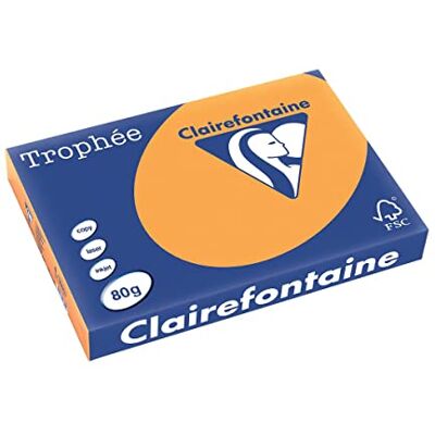 Clairefontaine Trophee – Risma di 500 fogli di Carta colorata, 80 g A3 Clementina Clairefontaine Trophee – Risma di 500 fogli di Carta colorata, 80 g A3 Clementina