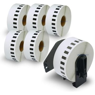 BETCKEY 6 Rotoli DK-22210 Etichette a Lunghezza Continua Compatibile con Brother, 29mm x 30.48m, 6 Etichette per Stampanti di Etichette Brother QL (1 Portaetichette Riutilizzabili) BETCKEY 6 Rotoli DK-22210 Etichette a Lunghezza Continua Compatibile con Brother, 29mm x 30.48m, 6 Etichette per Stampanti di Etichette Brother QL (1 Portaetichette Riutilizzabili)