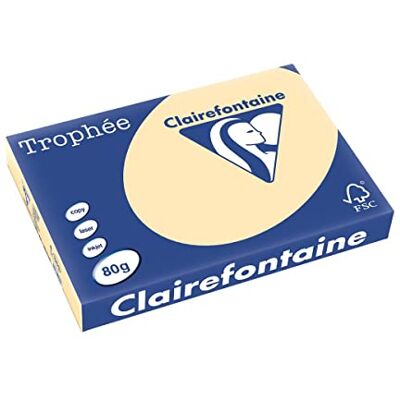 Clairefontaine Trophee – Risma di 500 fogli di Carta colorata, 80 g A3 camoscio Clairefontaine Trophee – Risma di 500 fogli di Carta colorata, 80 g A3 camoscio
