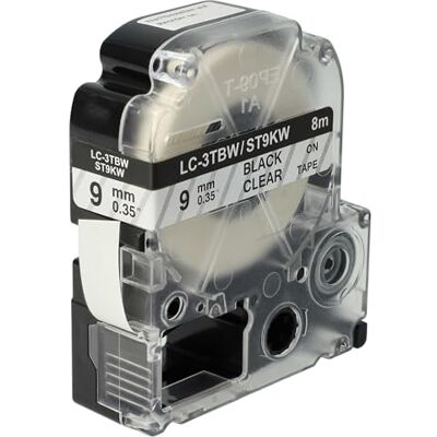 vhbw Cassetta nastro compatibile con Epson OK200, LW-400, LW-300, LW-900P, LW-500, LM-700 etichettatrice 8m x 9 mm nero su trasparente vhbw Cassetta nastro compatibile con Epson OK200, LW-400, LW-300, LW-900P, LW-500, LM-700 etichettatrice 8m x 9 mm nero su trasparente