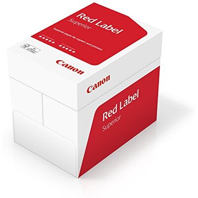 Canon , risma da ufficio Red Label Superior, 5 risme da 500 fogli, certificato FSC, formato A4 da 80 g/m², fogli adatti a tutte le stampanti, CIE 168 Canon , risma da ufficio Red Label Superior, 5 risme da 500 fogli, certificato FSC, formato A4 da 80 g/m², fogli adatti a tutte le stampanti, CIE 168