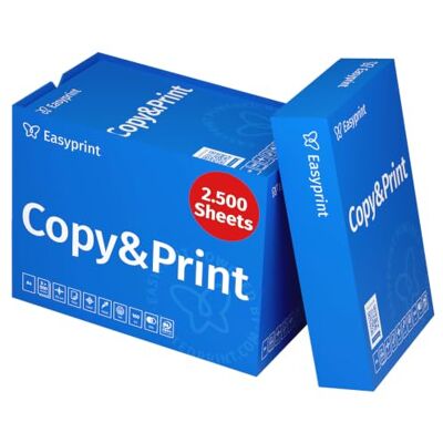 easyprint Confezione da 2500 fogli di carta A4 di alta qualità per stampante e fotocopiatrice, formato A4, bianco brillante, CIE 160, certificato ambientale PEFC easyprint Confezione da 2500 fogli di carta A4 di alta qualità per stampante e fotocopiatrice, formato A4, bianco brillante, CIE 160, certificato ambientale PEFC