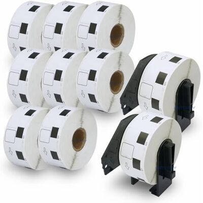 BETCKEY 10 Rotoli DK-11221 Etichette Quadrate Compatibile con Brother, 23mm x 23mm, 10000 Etichette per Stampanti di Etichette Brother QL (2 Portaetichette Riutilizzabili) BETCKEY 10 Rotoli DK-11221 Etichette Quadrate Compatibile con Brother, 23mm x 23mm, 10000 Etichette per Stampanti di Etichette Brother QL (2 Portaetichette Riutilizzabili)