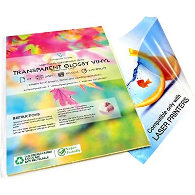 EVG Evergreen Goods 10 Fogli A4 Lucida Vinile Carta Adesiva Trasparente Carta Vinile Adesivo Per Stampanti Laser Fogli A4 Adesivi Per Stampante Utilizzo Per Insegne, Etichette E Adesivi EVG Evergreen Goods 10 Fogli A4 Lucida Vinile Carta Adesiva Trasparente Carta Vinile Adesivo Per Stampanti Laser Fogli A4 Adesivi Per Stampante Utilizzo Per Insegne, Etichette E Adesivi