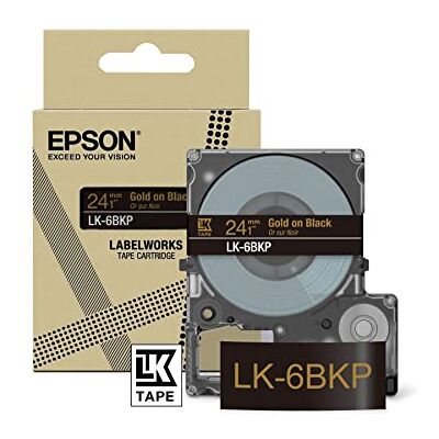 Epson Labelworks LK-6BKP Cartuccia a nastro per etichettatura compatibile con LabelWorks LW-C610 Nero metallizzato/Oro 24mm Epson Labelworks LK-6BKP Cartuccia a nastro per etichettatura compatibile con LabelWorks LW-C610 Nero metallizzato/Oro 24mm