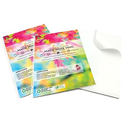 EVG Evergreen Goods 20 fogli adesivi in vinile impermeabile bianco opaco stampa laser e getto d'inchiostro A4 autoadesivo in PVC adatto per macchine Cricut e Silhouette Crea etichette professionali EVG Evergreen Goods 20 fogli adesivi in vinile impermeabile bianco opaco stampa laser e getto d'inchiostro A4 autoadesivo in PVC adatto per macchine Cricut e Silhouette Crea etichette professionali
