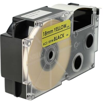 vhbw Cassetta nastro compatibile con Casio KL-C500, KL-8200, KL-8100, KL-820, KL-780 etichettatrice 8m x 18 mm nero su giallo, pet+ RESIN vhbw Cassetta nastro compatibile con Casio KL-C500, KL-8200, KL-8100, KL-820, KL-780 etichettatrice 8m x 18 mm nero su giallo, pet+ RESIN