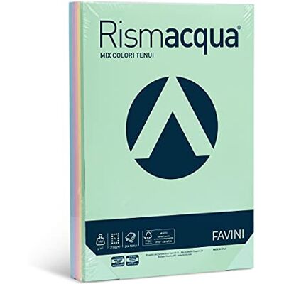Favini A65X224 Rismacqua Mix Risma di Carta da 140gr 200 fogli assortiti in 5 colori pastello formato A4 (21x29,7 cm) Made in Italy Favini A65X224 Rismacqua Mix Risma di Carta da 140gr 200 fogli assortiti in 5 colori pastello formato A4 (21x29,7 cm) Made in Italy