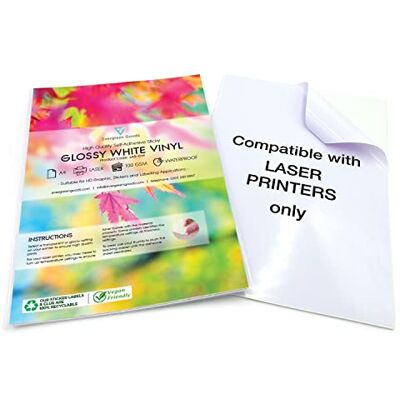 EVG 10 fogli di carta bianca A4 laser stampabile impermeabile in polivinile (polivinilcloruro) lucido autoadesivo adesivo fogli qualità – FBA EVG 10 fogli di carta bianca A4 laser stampabile impermeabile in polivinile (polivinilcloruro) lucido autoadesivo adesivo fogli qualità – FBA