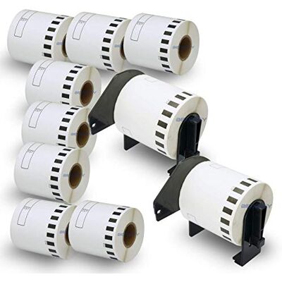 BETCKEY 10 Rotoli DK-22212 Etichette di Pellicola a lunghezza Continua Compatibile con Brother, 62mm x 15.24m, 10 Etichette per Stampanti di Etichette Brother QL (2 Portaetichette Riutilizzabili) BETCKEY 10 Rotoli DK-22212 Etichette di Pellicola a lunghezza Continua Compatibile con Brother, 62mm x 15.24m, 10 Etichette per Stampanti di Etichette Brother QL (2 Portaetichette Riutilizzabili)