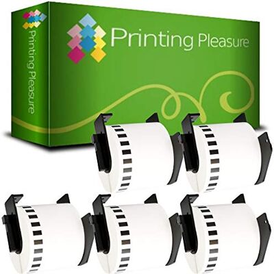 Printing Pleasure 5 x DK44205 Etichette adesive continuo compatibile per Brother P-Touch QL-500 QL-500BW QL-570 QL-700 QL-720NW QL-800 QL-810W QL-820NWB QL-1050 QL-1100 QL-1110NWB 62mm x 30.48m Rimovibile Bianco Printing Pleasure 5 x DK44205 Etichette adesive continuo compatibile per Brother P-Touch QL-500 QL-500BW QL-570 QL-700 QL-720NW QL-800 QL-810W QL-820NWB QL-1050 QL-1100 QL-1110NWB 62mm x 30.48m Rimovibile Bianco