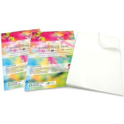 EVG Evergreen Goods 2 x 20 fogli adesivi in vinile bianco opaco A4, stampabili con getto d'inchiostro e stampa laser, adatti per etichette EVG Evergreen Goods 2 x 20 fogli adesivi in vinile bianco opaco A4, stampabili con getto d'inchiostro e stampa laser, adatti per etichette