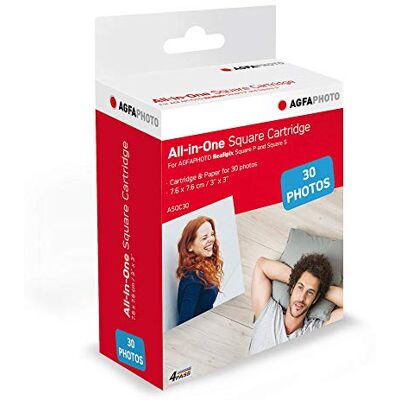 AgfaPhoto AGFA PHOTO Cartuccia e carta per 30 foto, formato quadrato 7, 6 x 7, 6 cm AgfaPhoto AGFA PHOTO Cartuccia e carta per 30 foto, formato quadrato 7, 6 x 7, 6 cm