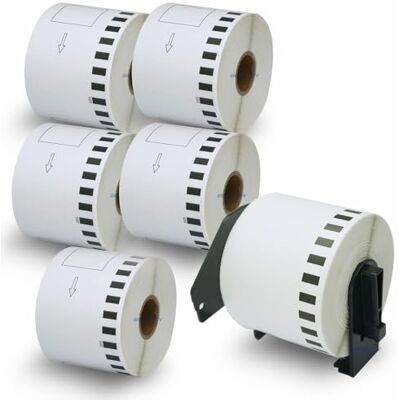 BETCKEY 6 Rotoli DK-22205 Etichette a Lunghezza Continua Compatibile con Brother, 62mm x 30.48m, 6 Etichette per Stampanti di Etichette Brother QL (1 Portaetichette Riutilizzabili) BETCKEY 6 Rotoli DK-22205 Etichette a Lunghezza Continua Compatibile con Brother, 62mm x 30.48m, 6 Etichette per Stampanti di Etichette Brother QL (1 Portaetichette Riutilizzabili)
