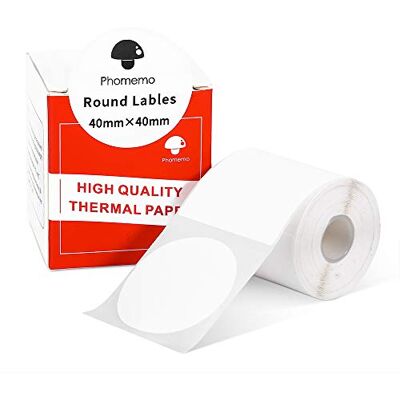 Phomemo M110 M120 M200 M220 M221 Carta Rotonda Bianca 1.57"x1.57" (40x40mm) Carta per Stampante di Etichette Termiche adesive Phomemo M110 M120 M200 M220 M221 Carta Rotonda Bianca 1.57"x1.57" (40x40mm) Carta per Stampante di Etichette Termiche adesive