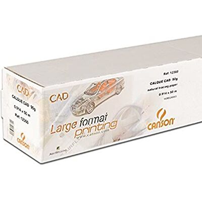 Canson Carta plotter CAD carta lucida 91,4 cm 50 m 90/95 g/mq Canson Carta plotter CAD carta lucida 91,4 cm 50 m 90/95 g/mq