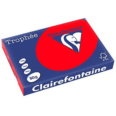 Clairefontaine Trophée 8375C, 500 Fogli di Carta Colorata, Corallo Clairefontaine Trophée 8375C, 500 Fogli di Carta Colorata, Corallo