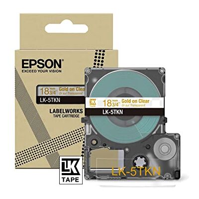 Epson Labelworks LK-5TKN Cartuccia a nastro per etichettatura compatibile con LabelWorks LW-C610 e LW-C410 Nero metallizzato/Oro 18mm Epson Labelworks LK-5TKN Cartuccia a nastro per etichettatura compatibile con LabelWorks LW-C610 e LW-C410 Nero metallizzato/Oro 18mm
