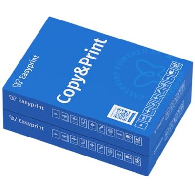 easyprint Confezione da 2 pacchi di 500 fogli di carta A4 per stampante e fotocopiatrice, 1000 fogli, formato A4, bianco brillante, CIE 160, certificato ambientale PEFC easyprint Confezione da 2 pacchi di 500 fogli di carta A4 per stampante e fotocopiatrice, 1000 fogli, formato A4, bianco brillante, CIE 160, certificato ambientale PEFC