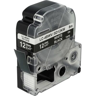 vhbw Cassetta nastro compatibile con Epson LabelWorks LW-1000P, LW-600P, LW-500, LW-400, LW-300 etichettatrice 8m x 12 mm bianco su nero vhbw Cassetta nastro compatibile con Epson LabelWorks LW-1000P, LW-600P, LW-500, LW-400, LW-300 etichettatrice 8m x 12 mm bianco su nero