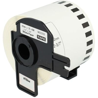 vhbw rotolo etichette con supporto 62mm x 30,48m (1 etichetta) compatibile con Brother PT QL-580N, QL-650, QL-580 etichettatrice bianco vhbw rotolo etichette con supporto 62mm x 30,48m (1 etichetta) compatibile con Brother PT QL-580N, QL-650, QL-580 etichettatrice bianco