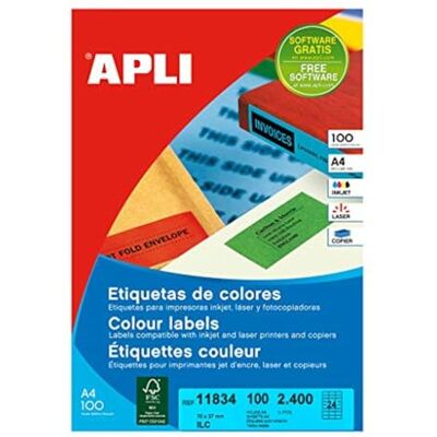 APLI Etichette gialle permanenti, 70,0 x 37,0 mm, 100 fogli APLI Etichette gialle permanenti, 70,0 x 37,0 mm, 100 fogli