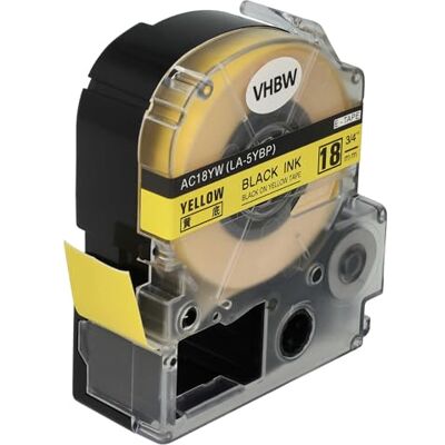 vhbw Cassetta nastro compatibile con Epson LabelWorks LW-700, LW-1000P, LW-600P, LW-500, LW-400 etichettatrice 8m x 18 mm nero su giallo vhbw Cassetta nastro compatibile con Epson LabelWorks LW-700, LW-1000P, LW-600P, LW-500, LW-400 etichettatrice 8m x 18 mm nero su giallo