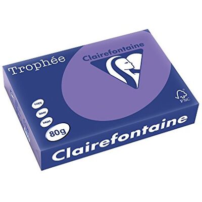 Clairefontaine Trophée C, 500 Fogli di Carta Colorata, Violetto Clairefontaine Trophée C, 500 Fogli di Carta Colorata, Violetto