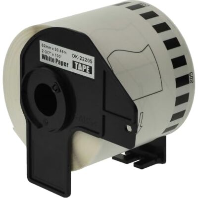 vhbw rotolo etichette con supporto 62mm x 30,48m (1 etichetta) compatibile con Brother PT QL-550, QL-560 etichettatrice premium bianco vhbw rotolo etichette con supporto 62mm x 30,48m (1 etichetta) compatibile con Brother PT QL-550, QL-560 etichettatrice premium bianco