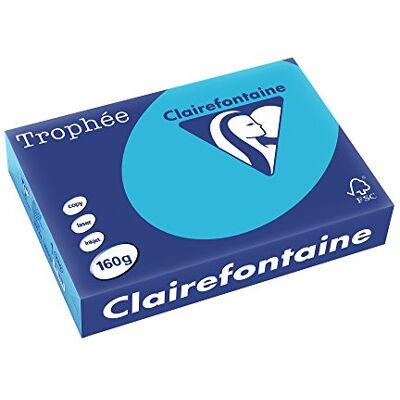 Clairefontaine Trophée Risma di Carta, 250 Fogli, Formato A4, 21 x 29,7 cm, Colore: Blu Reale Clairefontaine Trophée Risma di Carta, 250 Fogli, Formato A4, 21 x 29,7 cm, Colore: Blu Reale