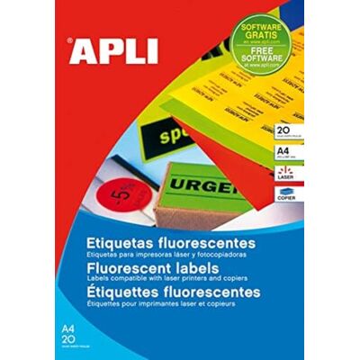 APLI -Confezione da 20 fogli con etichetta, 64 x 33,9 mm, rosso, contenute unità: 1 APLI -Confezione da 20 fogli con etichetta, 64 x 33,9 mm, rosso, contenute unità: 1