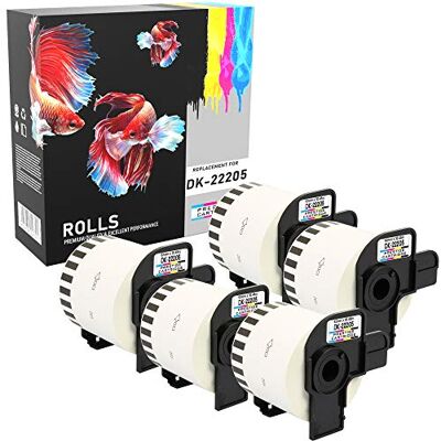 PRESTIGE CARTRIDGE Etichetta per Rotolo, Sostituisce DK22205, 62mm x 30.48m, 5 Pezzi, Bianco PRESTIGE CARTRIDGE Etichetta per Rotolo, Sostituisce DK22205, 62mm x 30.48m, 5 Pezzi, Bianco