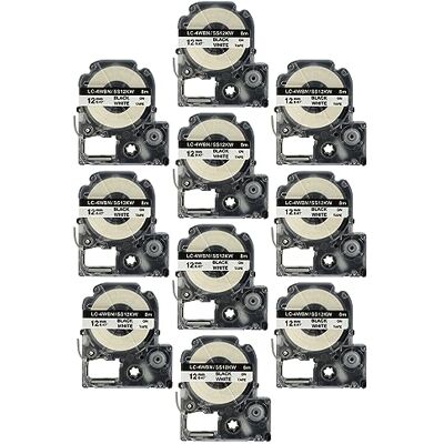 vhbw 10x Cassetta nastro compatibile con Epson LabelWorks LW-700, LW-1000P, LW-600P, LW-500, LW-400 etichettatrice 8m x 12 mm nero su bianco vhbw 10x Cassetta nastro compatibile con Epson LabelWorks LW-700, LW-1000P, LW-600P, LW-500, LW-400 etichettatrice 8m x 12 mm nero su bianco