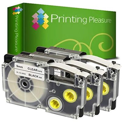 Printing Pleasure 3x Compatibile XR-9X Nero su Chiaro (9mm x 8m) Cassetta Nastro per Casio KL-60 70E 100 100E 120 200 200E 300 750 780 820 2000 7000 7200 7400 8100 8200 P1000 C500 L300 Printing Pleasure 3x Compatibile XR-9X Nero su Chiaro (9mm x 8m) Cassetta Nastro per Casio KL-60 70E 100 100E 120 200 200E 300 750 780 820 2000 7000 7200 7400 8100 8200 P1000 C500 L300