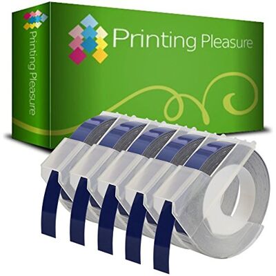 Printing Pleasure 5 Blu Nastri a rilievo S0898140 Etichette per Dymo Junior S0717900 & Omega S0717930 Etichettatrici 9mm x 3m plastica stampa bianca su blu Printing Pleasure 5 Blu Nastri a rilievo S0898140 Etichette per Dymo Junior S0717900 & Omega S0717930 Etichettatrici 9mm x 3m plastica stampa bianca su blu