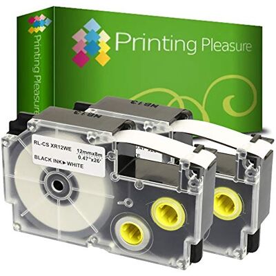 Printing Pleasure 2 x XR-12WE XR-12WE1 Nero su Bianco Nastro compatibile per Casio KL-60 KL-100 KL-120 KL-200 KL-300 KL-750 KL-780 KL-820 KL-2000 KL-7000 KL-7200 KL-8100 KL-8200 CW-L300 12mm x 8m Printing Pleasure 2 x XR-12WE XR-12WE1 Nero su Bianco Nastro compatibile per Casio KL-60 KL-100 KL-120 KL-200 KL-300 KL-750 KL-780 KL-820 KL-2000 KL-7000 KL-7200 KL-8100 KL-8200 CW-L300 12mm x 8m