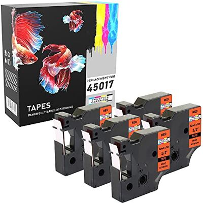PRESTIGE CARTRIDGE 5 Nastri 45017 nero su rosso 12mm x 7m Etichette compatibili per DYMO LabelManager LM 100 150 160 200 210D 260 280 300 350 350D 360D 400 420P 450 500TS PC PC2 PnP LabelWriter LW 400 450 Duo PRESTIGE CARTRIDGE 5 Nastri 45017 nero su rosso 12mm x 7m Etichette compatibili per DYMO LabelManager LM 100 150 160 200 210D 260 280 300 350 350D 360D 400 420P 450 500TS PC PC2 PnP LabelWriter LW 400 450 Duo