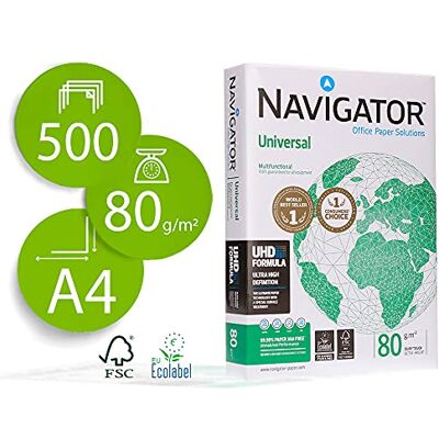 NAVIGATOR Carta Universal Premium A4 80 gr Per Fotocopie Fronte Retro E Stampe A Colori 1 Risma Da 500 Fogli NAVIGATOR Carta Universal Premium A4 80 gr Per Fotocopie Fronte Retro E Stampe A Colori 1 Risma Da 500 Fogli