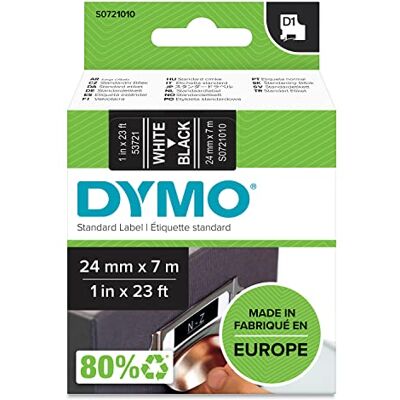 Dymo D1 etichette originali 24 mm x 7 mm stampa bianca su nero etichette autoadesive per etichettatrice LabelManager 1 Pezzo Dymo D1 etichette originali 24 mm x 7 mm stampa bianca su nero etichette autoadesive per etichettatrice LabelManager 1 Pezzo