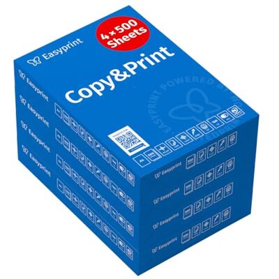 easyprint Carta per stampante 2000 fogli 4 x 500 A4 Premium bianco brillante CIE 160 vincitore del test PEFC certificato ambientale easyprint Carta per stampante 2000 fogli 4 x 500 A4 Premium bianco brillante CIE 160 vincitore del test PEFC certificato ambientale