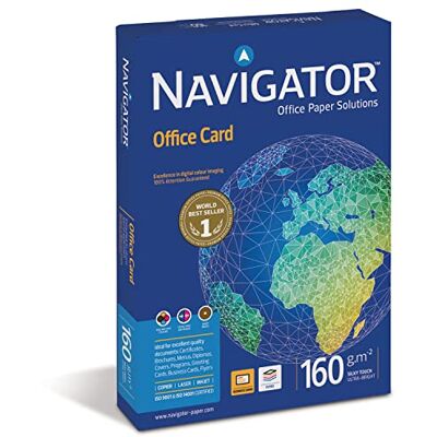 NAVIGATOR Office Paper Solutions Navigator Office Card Carta Premium per ufficio, Formato A4, 160 gr, 1 Risma da 250 Fogli NAVIGATOR Office Paper Solutions Navigator Office Card Carta Premium per ufficio, Formato A4, 160 gr, 1 Risma da 250 Fogli