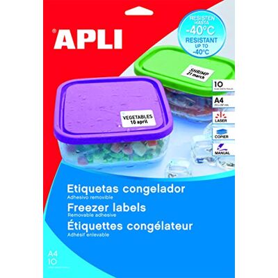 APLI Confezione da 10 etichette congelamento quadrati 210 x 297 mm Bianco APLI Confezione da 10 etichette congelamento quadrati 210 x 297 mm Bianco