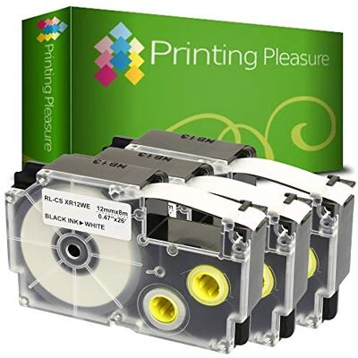 Printing Pleasure 3 x 1 Nero su Bianco Nastro compatibile per Casio KL-60 KL-100 KL-120 KL-200 KL-300 KL-750 KL-780 KL-820 KL-2000 KL-7000 KL-7200 KL-8100 KL-8200 CW-L300 12mm x 8m Printing Pleasure 3 x 1 Nero su Bianco Nastro compatibile per Casio KL-60 KL-100 KL-120 KL-200 KL-300 KL-750 KL-780 KL-820 KL-2000 KL-7000 KL-7200 KL-8100 KL-8200 CW-L300 12mm x 8m