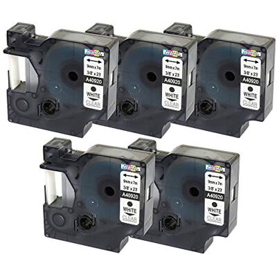 PRESTIGE CARTRIDGE 5 Nastri 40920 bianco su trasparente 9mm x 7m Etichette compatibili per DYMO LabelManager LM 100 150 160 200 210D 260 280 300 350 350D 360D 400 420P 450 500TS PC PC2 PnP LabelWriter LW 400 450 Duo PRESTIGE CARTRIDGE 5 Nastri 40920 bianco su trasparente 9mm x 7m Etichette compatibili per DYMO LabelManager LM 100 150 160 200 210D 260 280 300 350 350D 360D 400 420P 450 500TS PC PC2 PnP LabelWriter LW 400 450 Duo