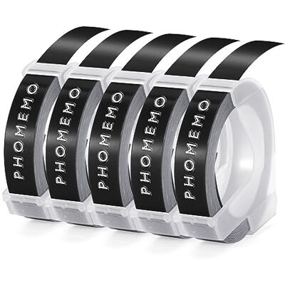 Phomemo Nastro Etichette Compatibile con Dymo Omega Nastri Adesivo 9mm per Etichettatrici a Rilievo per Omega S0717930 Junior S0717900 (Bianco su Nero,5 Pezzi) Phomemo Nastro Etichette Compatibile con Dymo Omega Nastri Adesivo 9mm per Etichettatrici a Rilievo per Omega S0717930 Junior S0717900 (Bianco su Nero,5 Pezzi)
